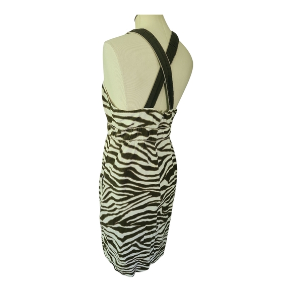 Banana Republic Zebra Print Halter Dress Size 10 100% Cotton Safari Y2K Vibes - Picture 4 of 11
